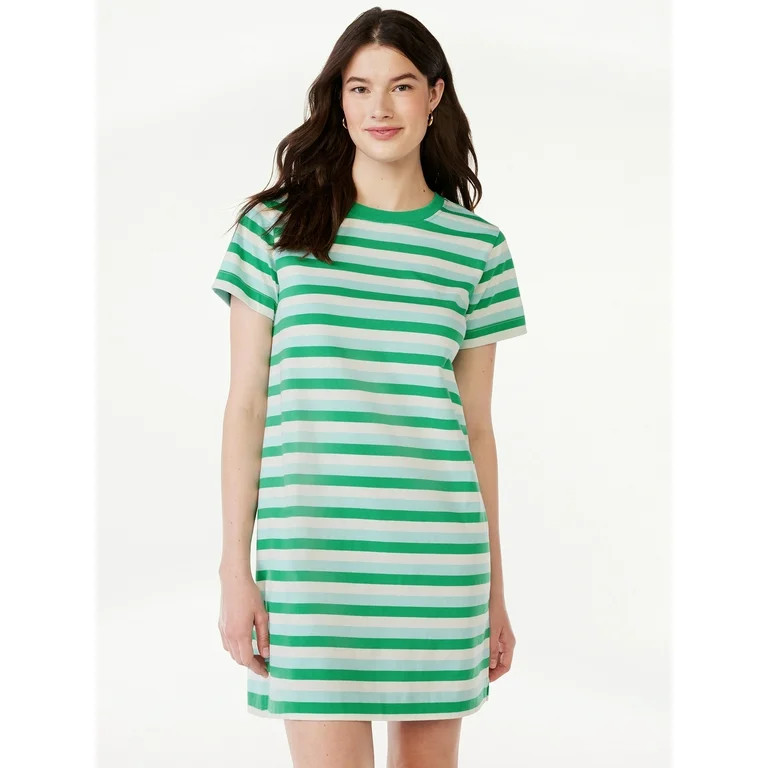 Free Assembly Women's Mini T-Shirt Dress with Short Sleeves, Sizes XS-XXXL | Walmart (US)