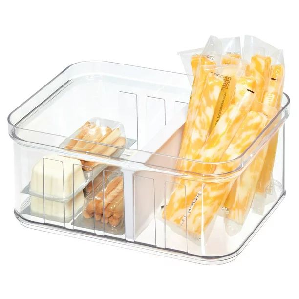 iDesign Crisp BPA-Free Plastic Stackable Refrigerator Bin, Small, Clear/White | Walmart (US)