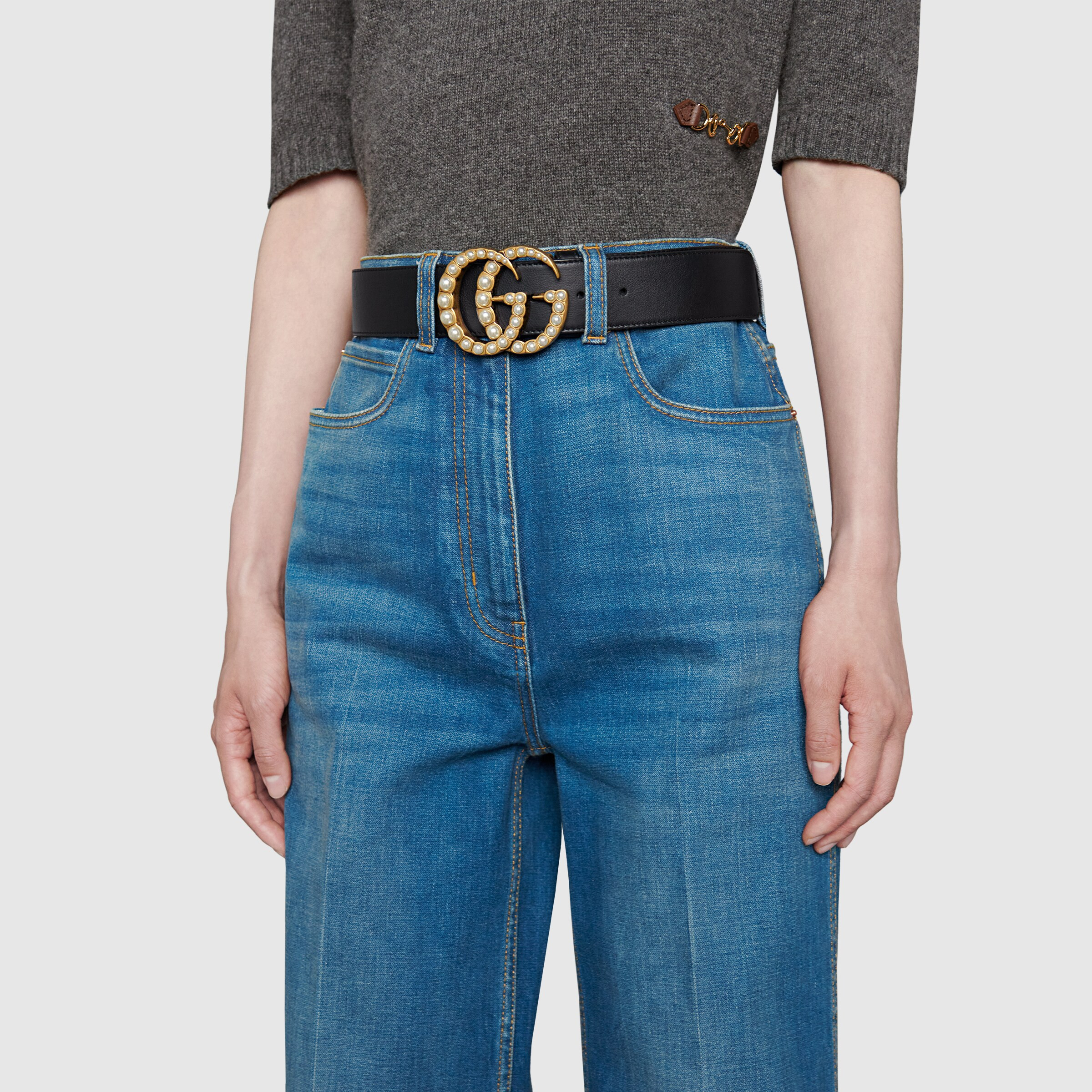 GG Marmont wide belt with pearls | Gucci (US)