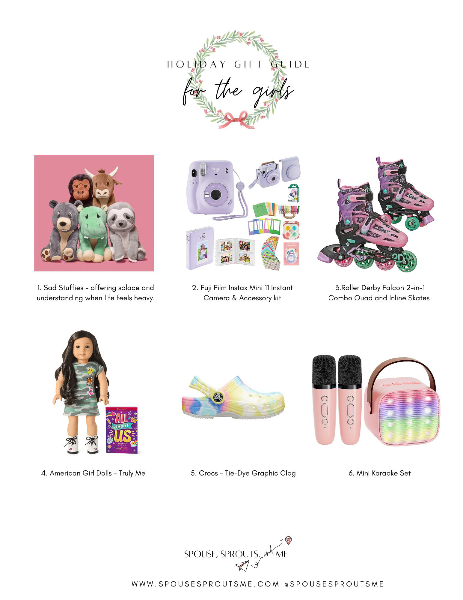 Gift Guide for girls, girls gift guide, Instax camera, rollerblades, American Girl Doll, Crocs, Karaoke Machine, Sad stuffies 

 #LTKGiftGuide #LTKKids #LTKFamily