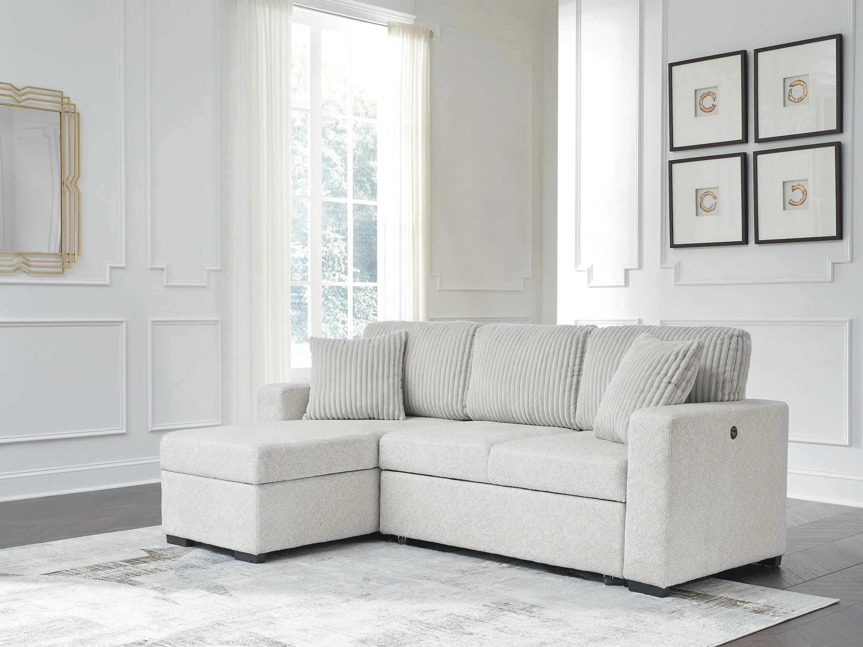 Poppleton 2-Piece Sectional with Pop Up Sleeper and Chaise | Ashley
