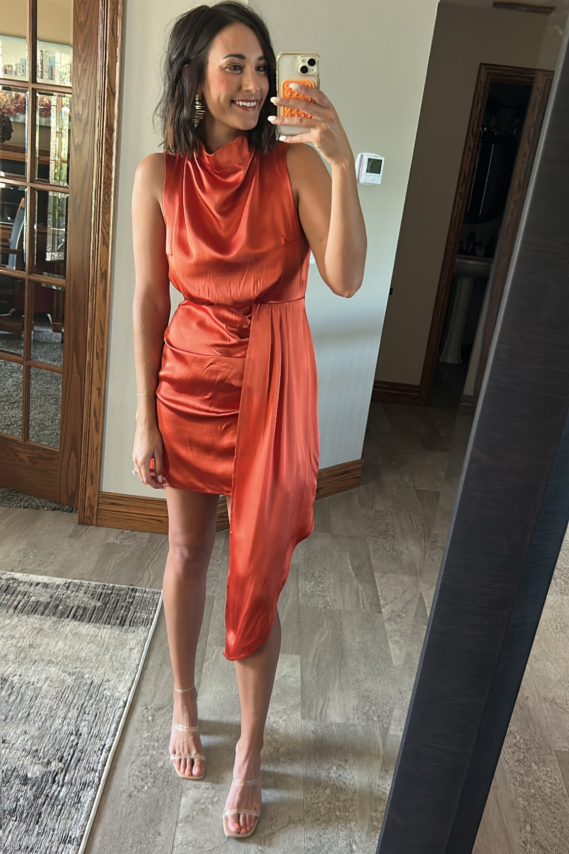 mock-neck draped silk dress Silvia Tcherassi - Venus Midi Dress - Silver - M