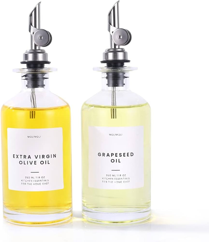 Molimoli Oil and Vinegar Dispenser with Metal Pour Spout, Weighted Pourer, Glass Bottle Dispenser... | Amazon (US)