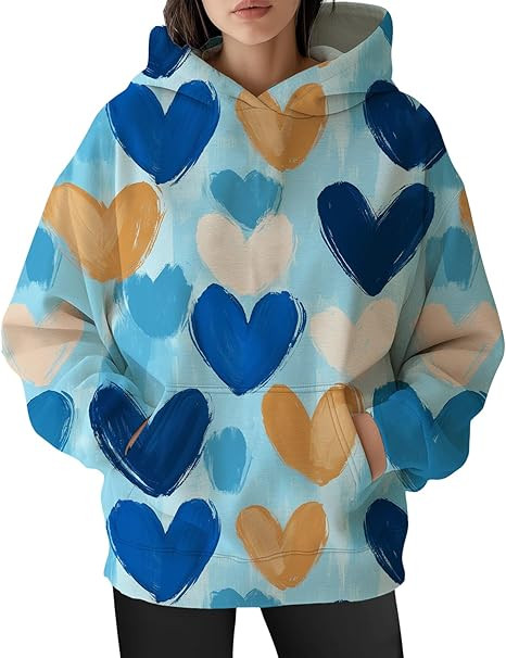 Womens Cat Print Hoodies Trendy Funny Cat Graphic Long Sleeve Sweatshirt Y2k Streetwear Hooded Pu... | Amazon (US)