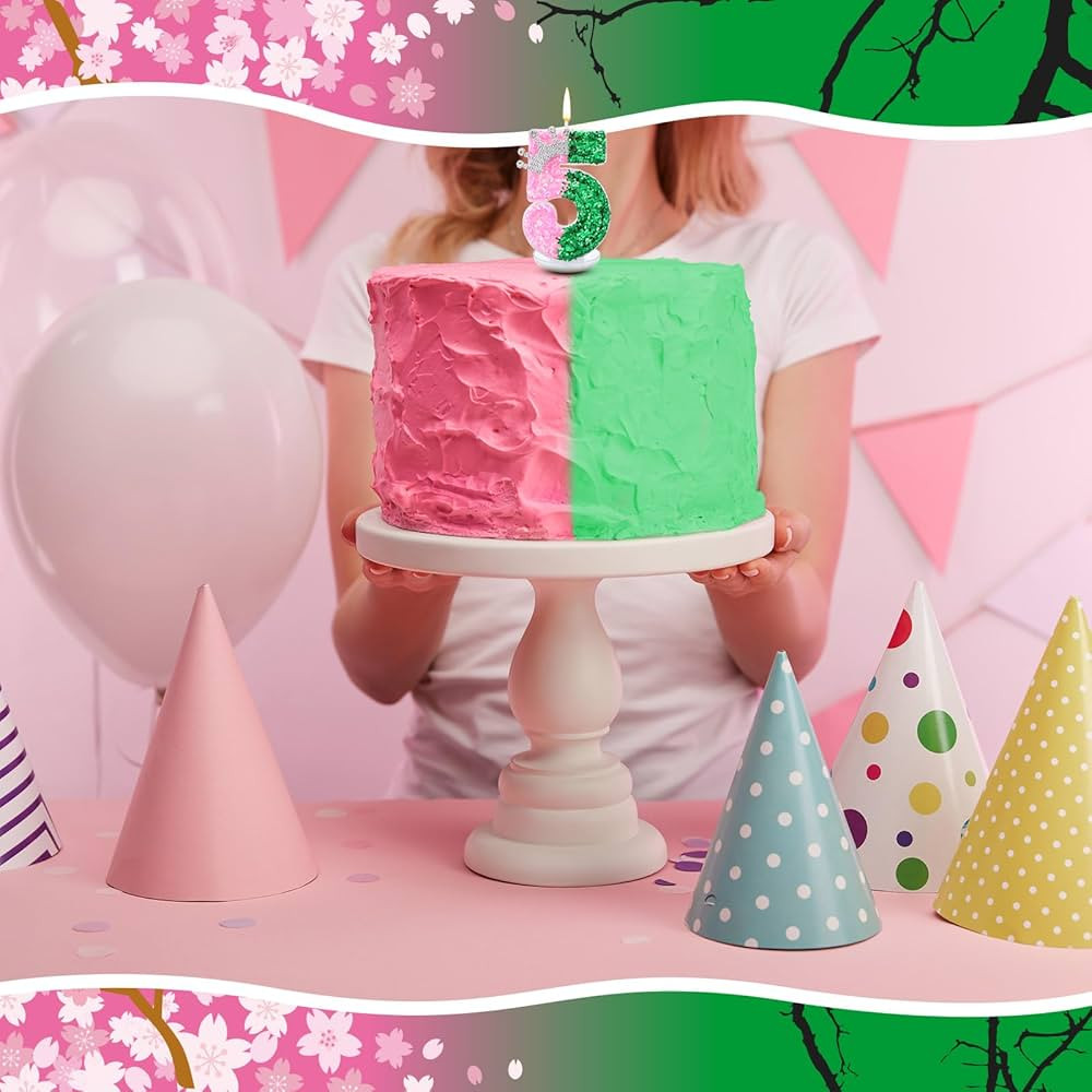 Birthday Number 5 Candles for Cake, Pink and Green Party Decorations, Birthday Party Decorations,... | Amazon (US)