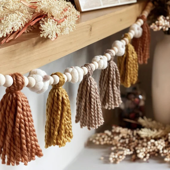 Harvest Glow Pumpkin and Tassel Garland  Fall Decor  Fall - Etsy | Etsy (US)