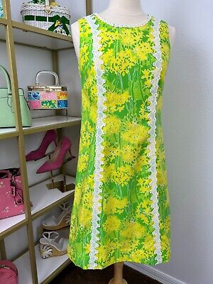 "The Lilly" Lilly Pulitzer 1960s Floral Shift Dress Crochet Detail Vintage Sz 10  | eBay | eBay US