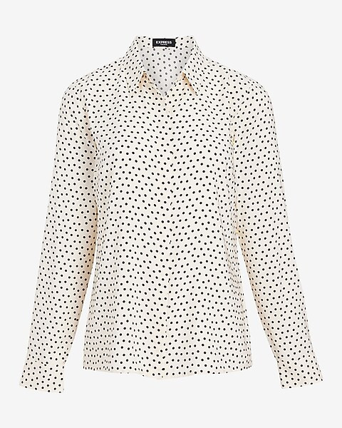 Satin Polka Dot Relaxed Portofino Shirt | Express