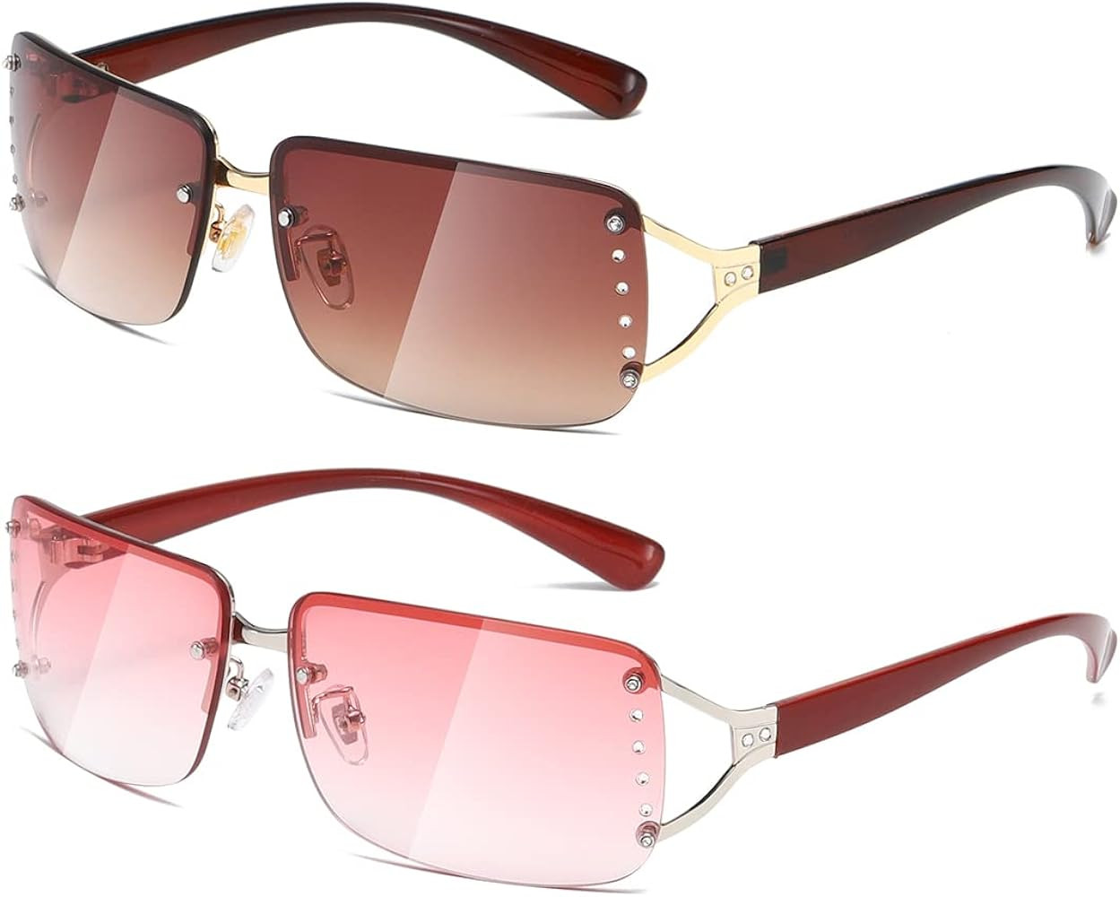 kimorn Rectangle Sunglasses for Women Men Stylish Rimless Frameless Trendy Retro Sun Glasses 90... | Amazon (US)