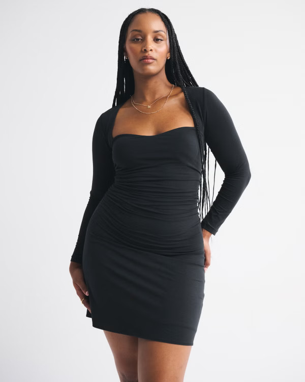 Women's Long-Sleeve Sweetheart Mini Dress | Women's | Abercrombie.com | Abercrombie & Fitch (UK)