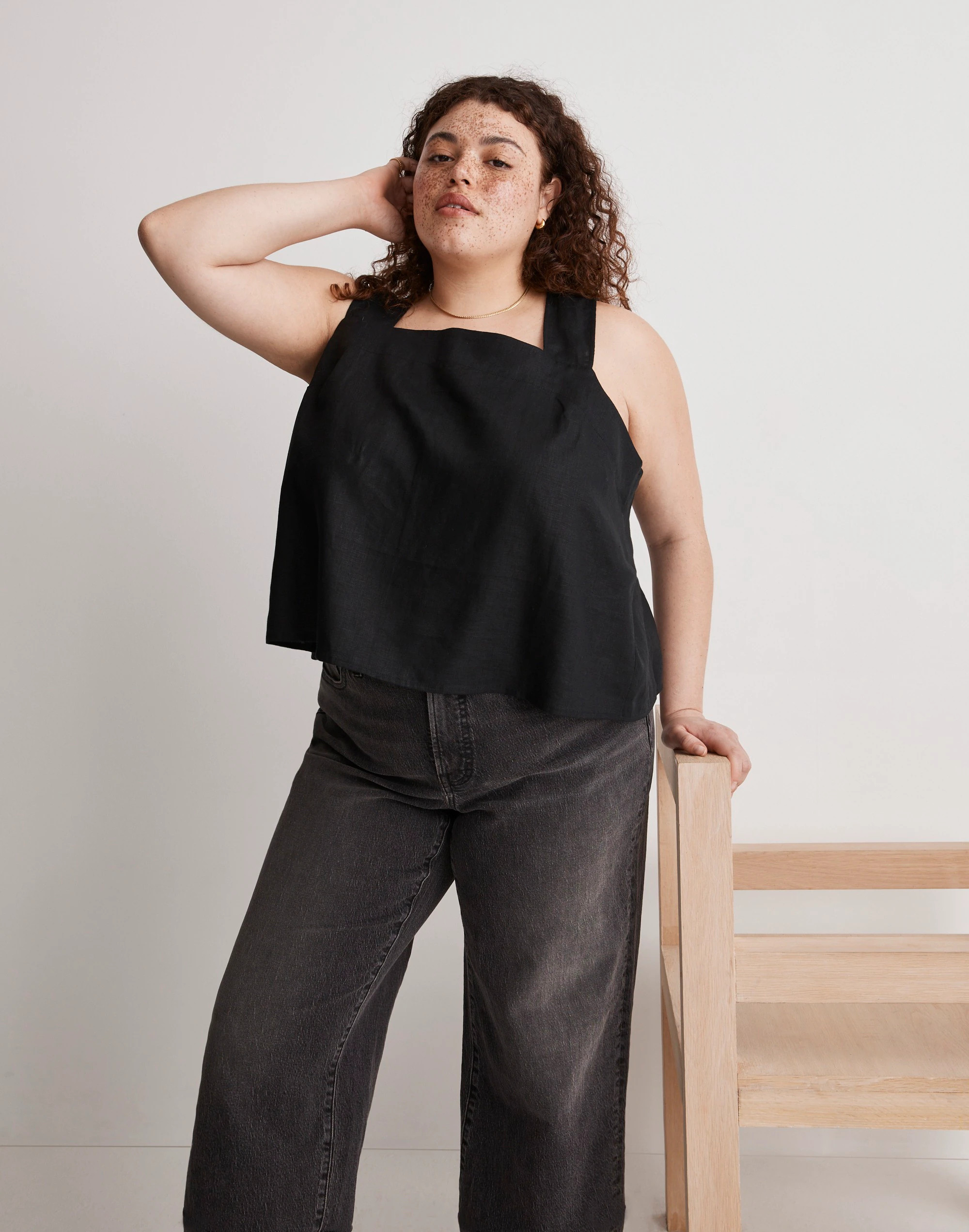 Plus 100% Linen Cross-Back Sleeveless Top | Madewell