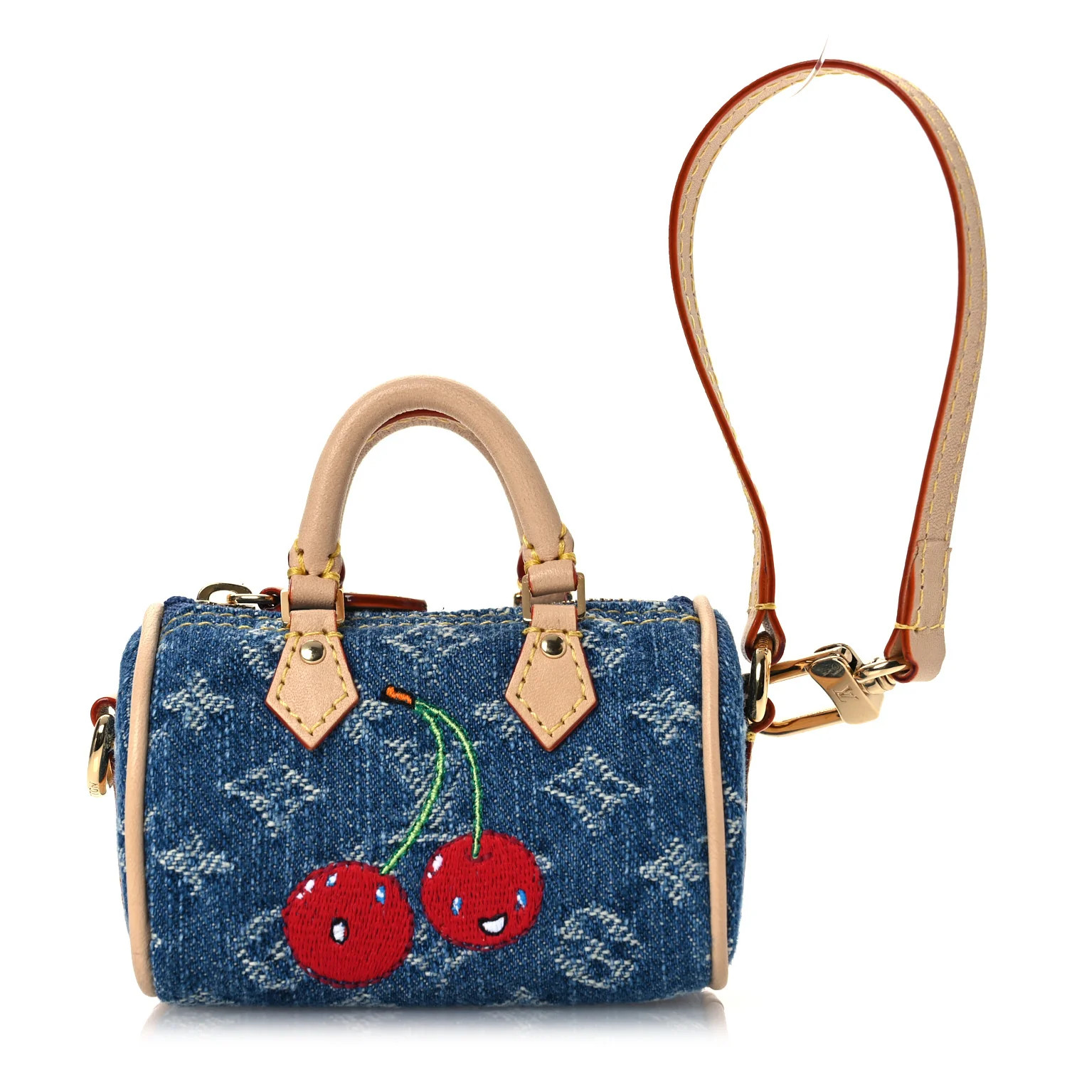 LV X TM Monogram Denim Cerises Micro Speedy Bag Charm Blue | FASHIONPHILE (US)
