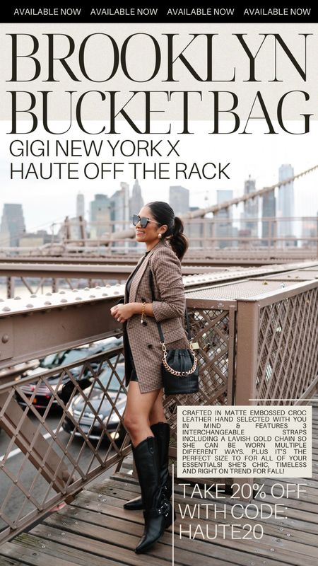 The Brooklyn Bucket Bag is crafted in matte embossed croc leather that I hand selected with you in mind & features 3 interchangeable straps including a lavish gold chain so she can be worn multiple different ways. Plus it’s the perfect size to for all of your essentials! She’s chic, timeless and right on trend for fall! 

Gigi New York x Haute off the Rack Bag:
Take 20% OFF with code: HAUTE20

Marc fisher Boots:
Take 20% OFF with code: HAUTE20


#bucketbag #blackbag #falloutfits #workwear #blazer #plaidblazer #falltrends #leathershorts #businesscasual #goldchainbag #fallhandbag #boots #blackboots


#LTKitbag #LTKSeasonal #LTKshoecrush