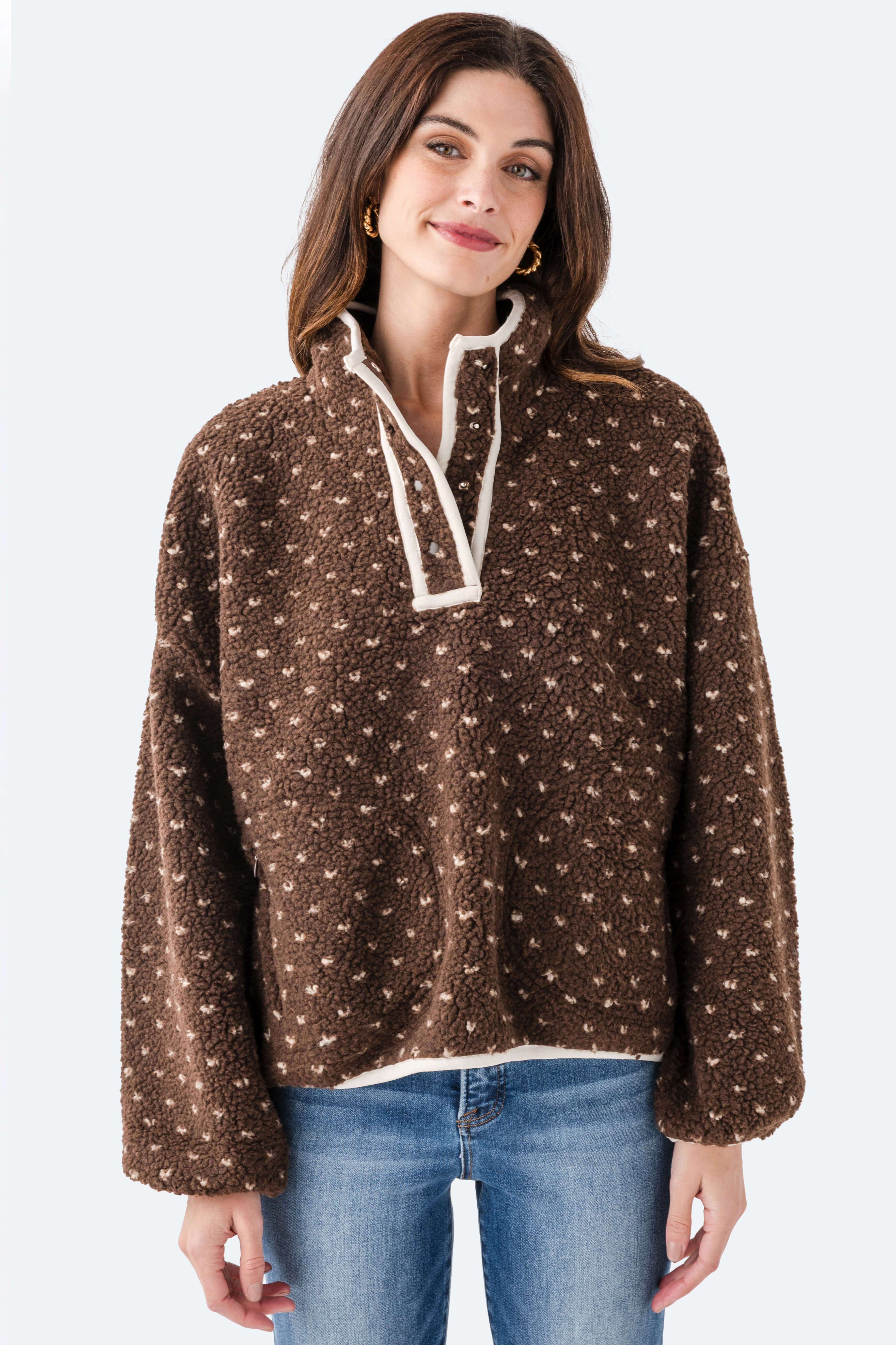 Wishlist Heart Sherpa Fleece Pullover | Social Threads