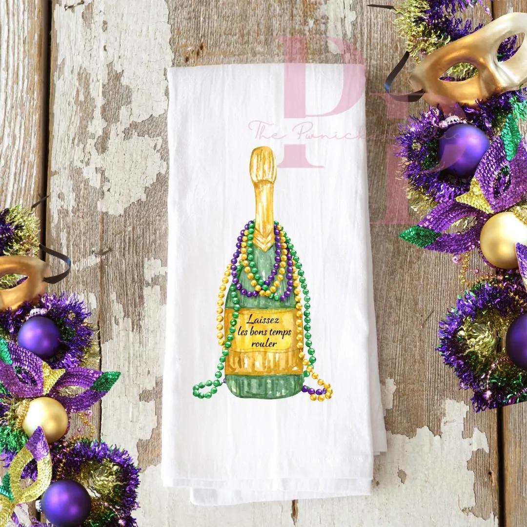 Mardi Gras Champagne Bottle Towel - Etsy | Etsy (US)