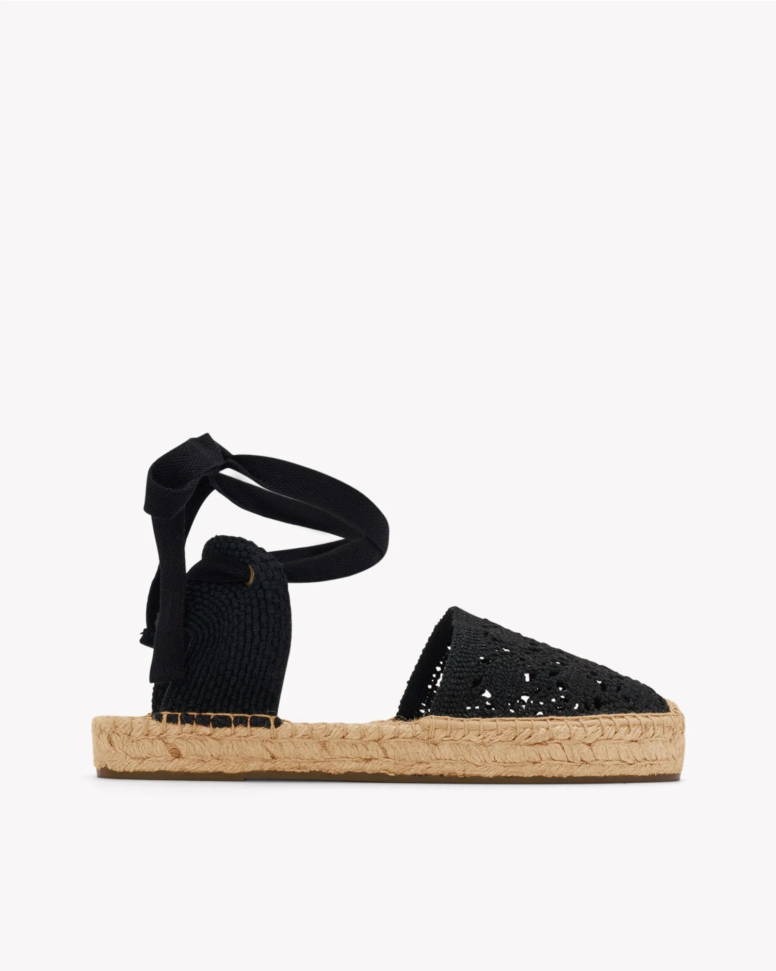 Women's Lauren Lace Up Espadrille | Crochet | Noche Black | Soludos