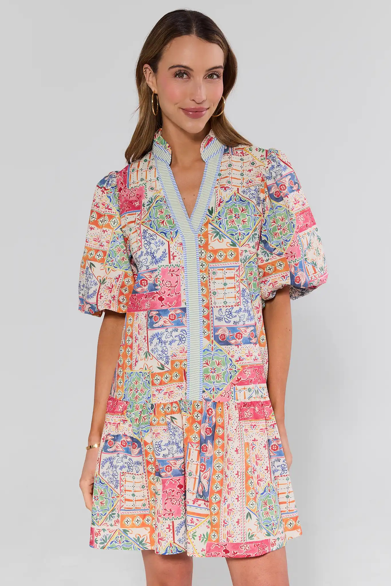 Olivia Pink Print Short Dress by THML | Avara