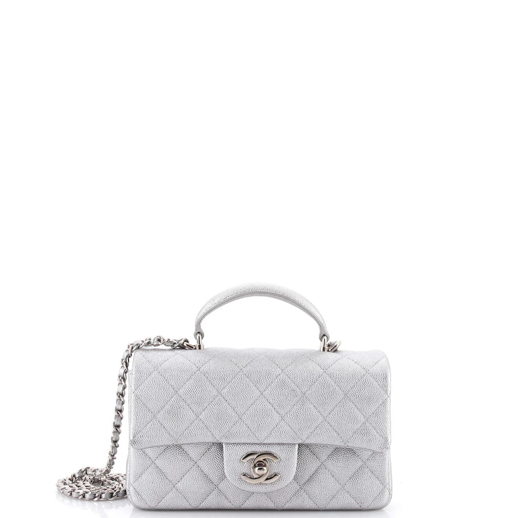 Classic Single Flap Top Handle Bag Quilted Caviar Mini | Rebag