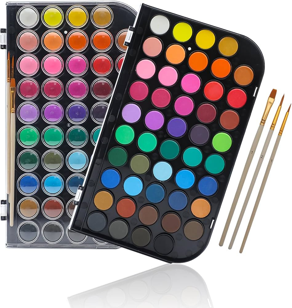Artecho 48 Colors Watercolor Paint Set with 3 Brushes, Washable, 12.32 Ounce, Perfect for Artists... | Amazon (US)