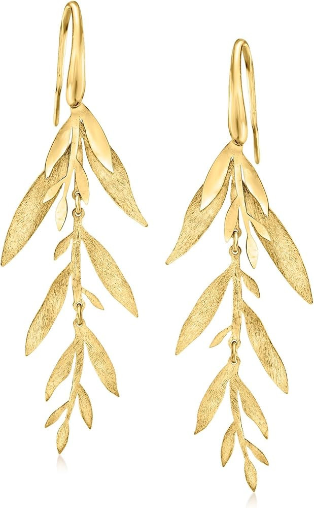 Ross-Simons Italian 18kt Gold Over Sterling Leaf and Branch Drop Earrings | Amazon (US)