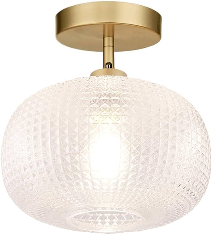 Gold Semi Flush Mount Ceiling Light Fixture,Hallway Light Fixtures,Industrial Close to Ceiling Li... | Amazon (US)