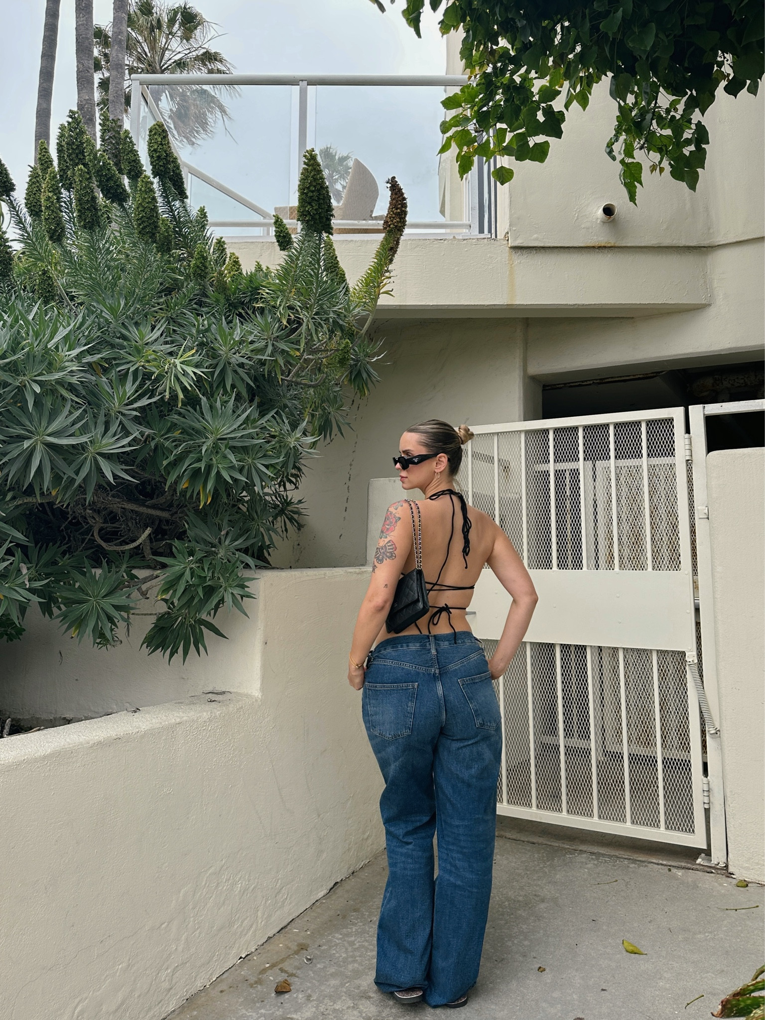 Summer outfit 2023, mid rise baggy jeans from zara, i linked similar styles i like, basic black bikini top, black bag and trendy sunglasses, miami vibes 

#LTKSeasonal