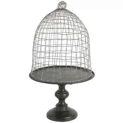 Seeley Pedestal Decorative Bird House with Wire Cloche Gracie Oaks | Wayfair North America