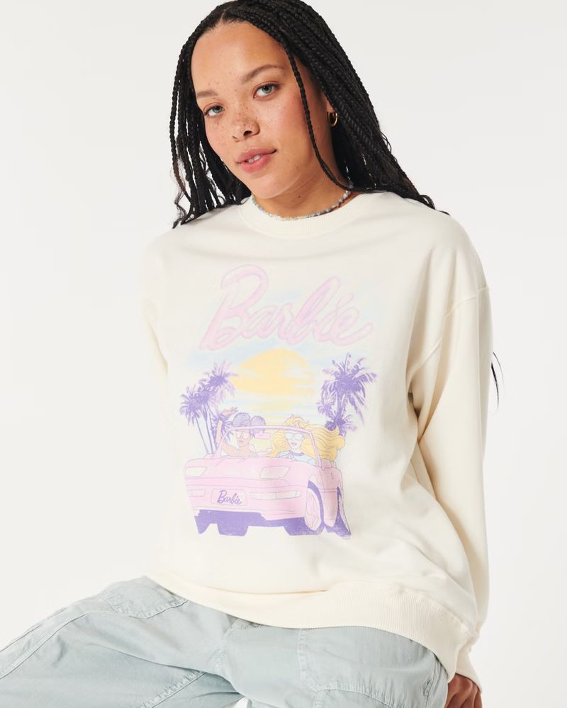 Oversized Barbie Graphic Crew Sweatshirt | Hollister (US)