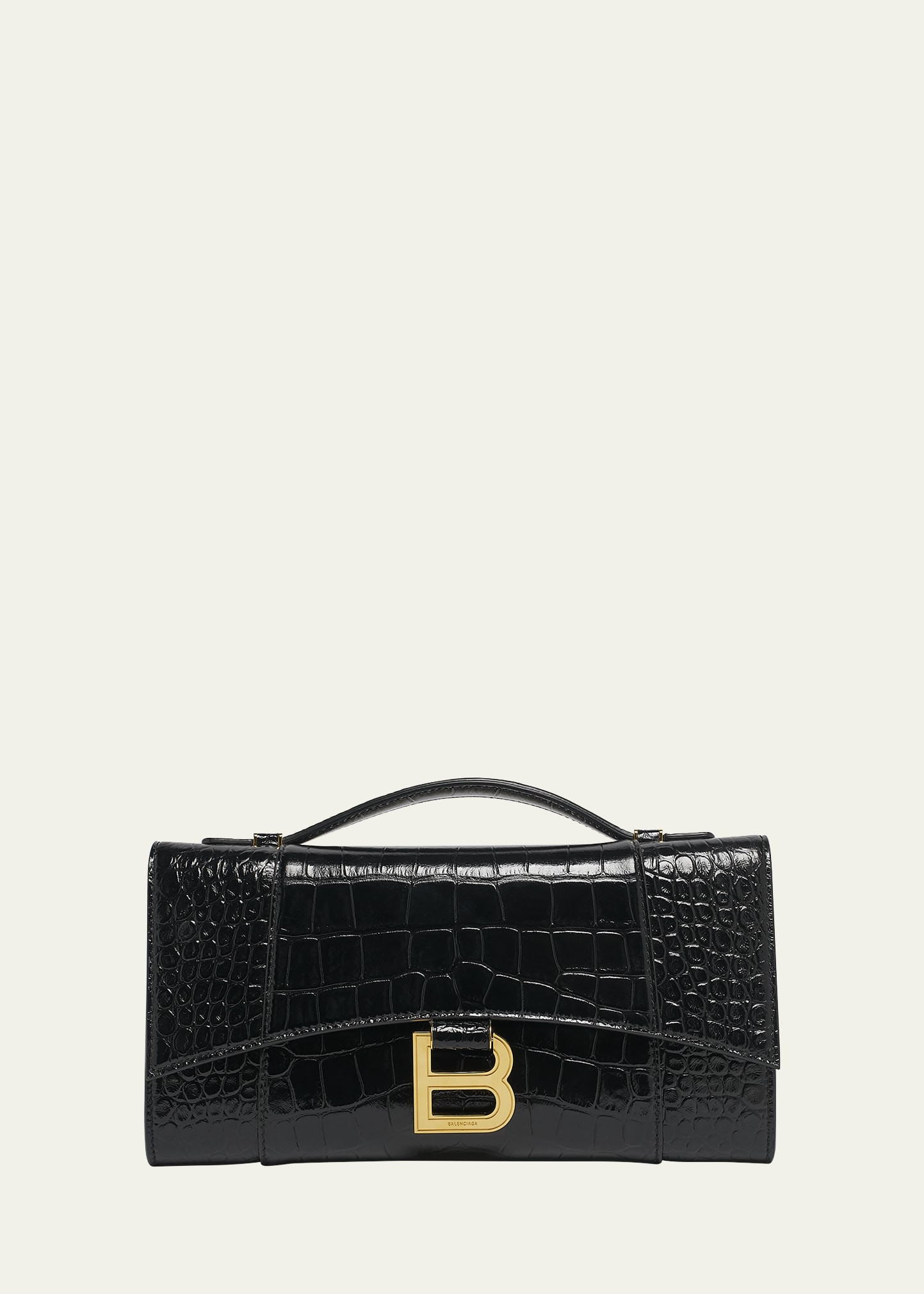 Balenciaga Hourglass Croc-Embossed Leather Top-Handle Bag | Bergdorf Goodman