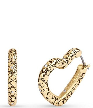 Signature Logo Quilted Crystal Heart Hoop Earrings | Dillard's