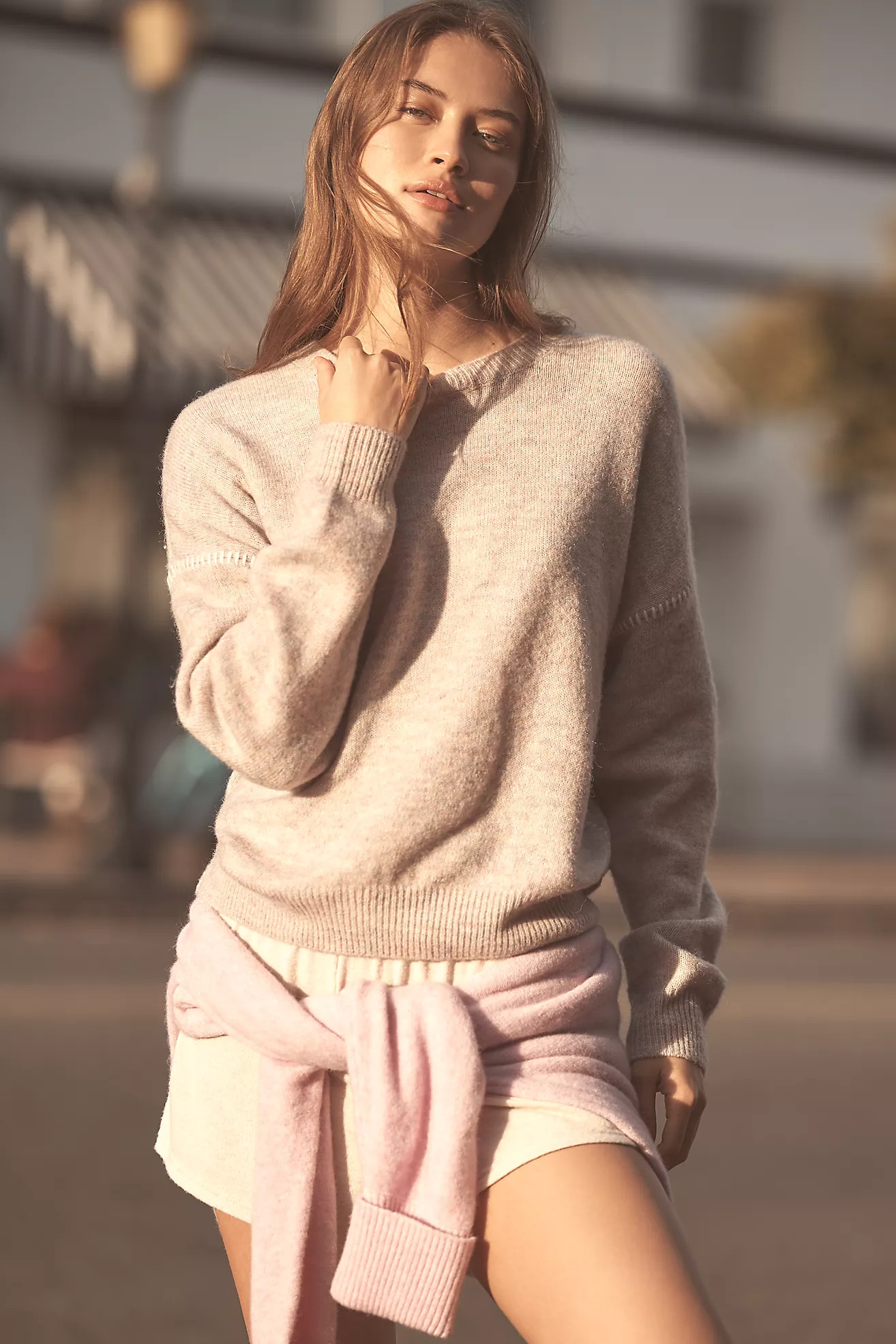 Sundry Baseball-Stitch Crew-Neck Sweater | Anthropologie (US)