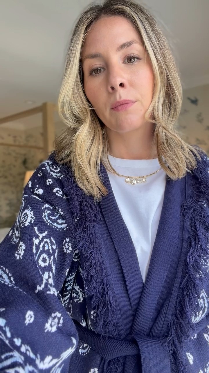 this cardigan is basically fall in one piece. i love the bandana print + fringe detail, and the belted shape makes it feel a little more special than a basic sweater. so easy over a tee + jeans now, and i can already see myself layering it over everything once it gets cooler. one of those cozy pieces that still feels really pulled together.  

 #LTKSeasonal
