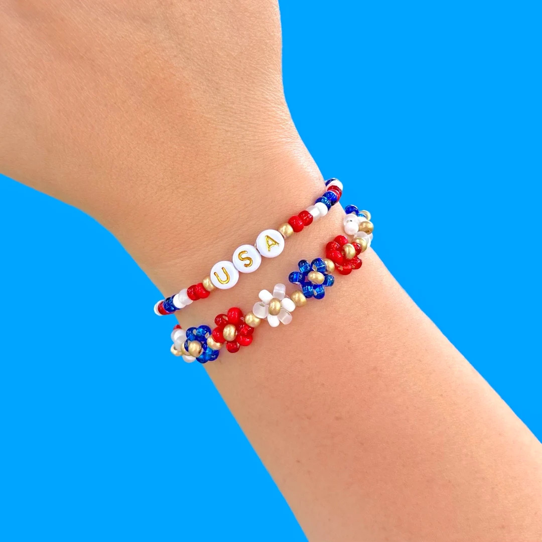 USA Bracelets, Fourth of July Bracelets, Americana Bracelets, Patriotic Jewelry | Etsy (US)