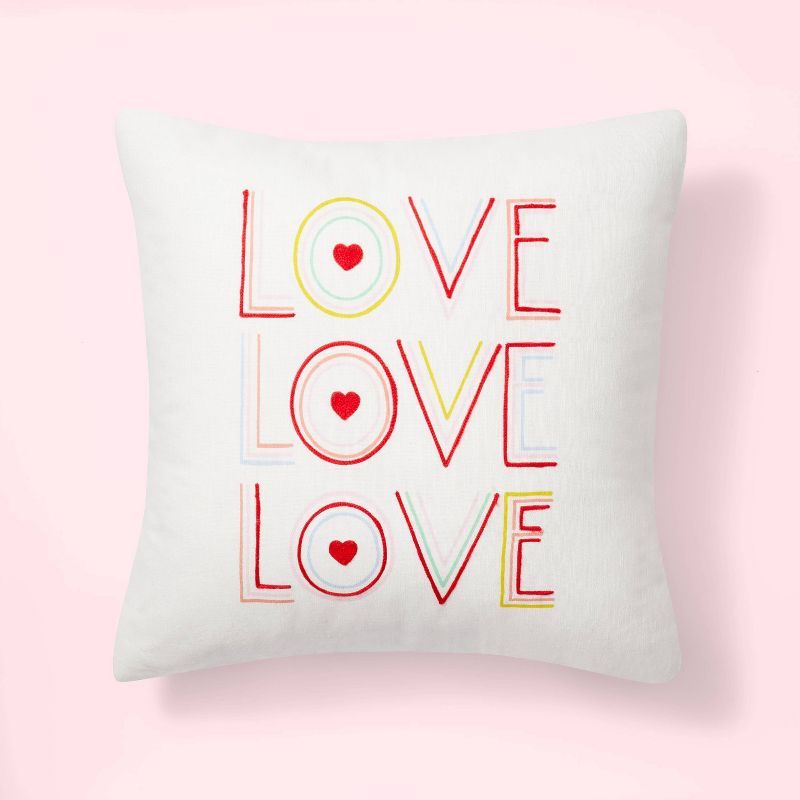 Valentine&#39;s Day Rainbow &#39;Love&#39; Throw Pillow Ivory - Spritz&#8482; | Target