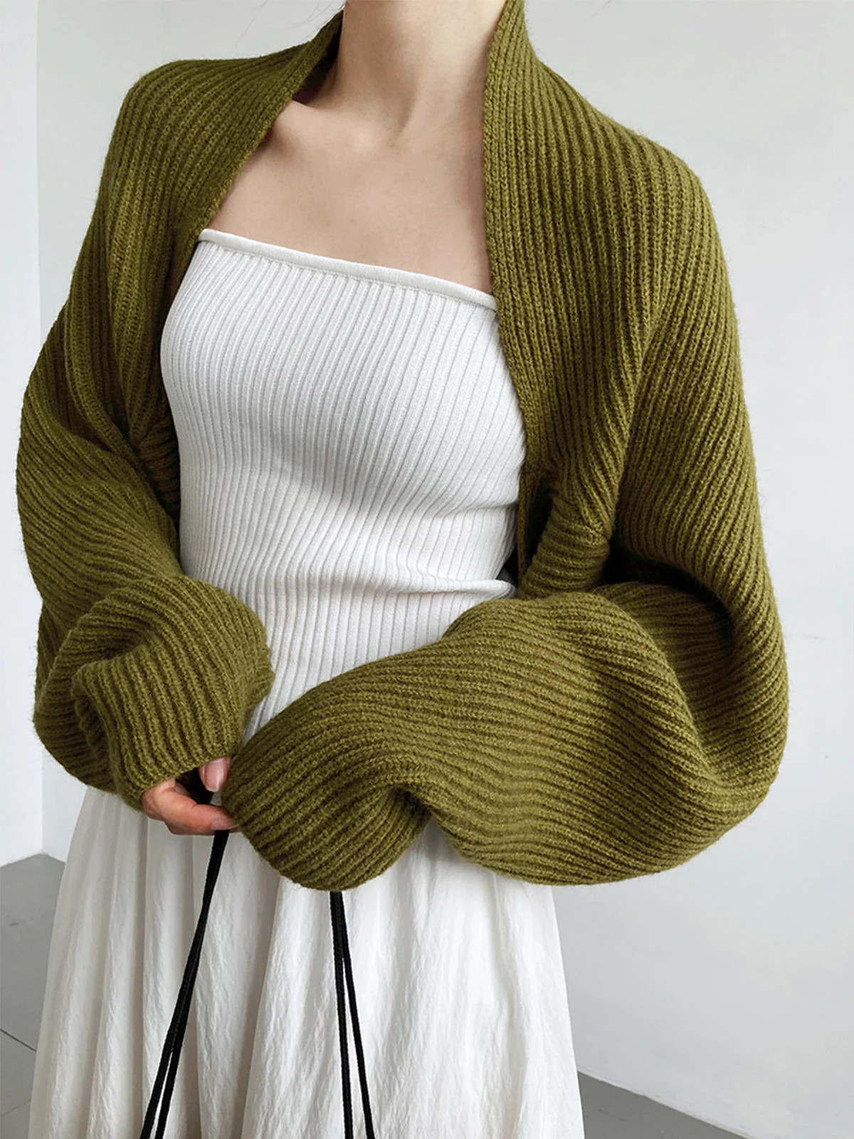 Solid Open-Front Shrug Sweater | Commense