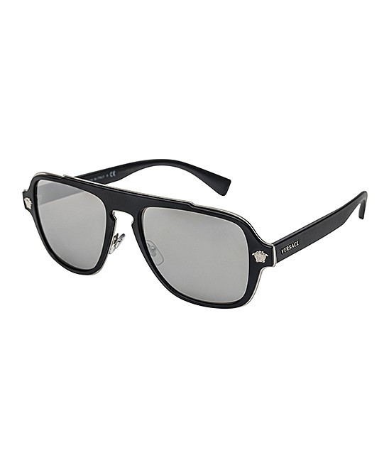 Versace Men's Sunglasses 10006G56 - Black & Silvertone Modified Aviator Sunglasses | Zulily