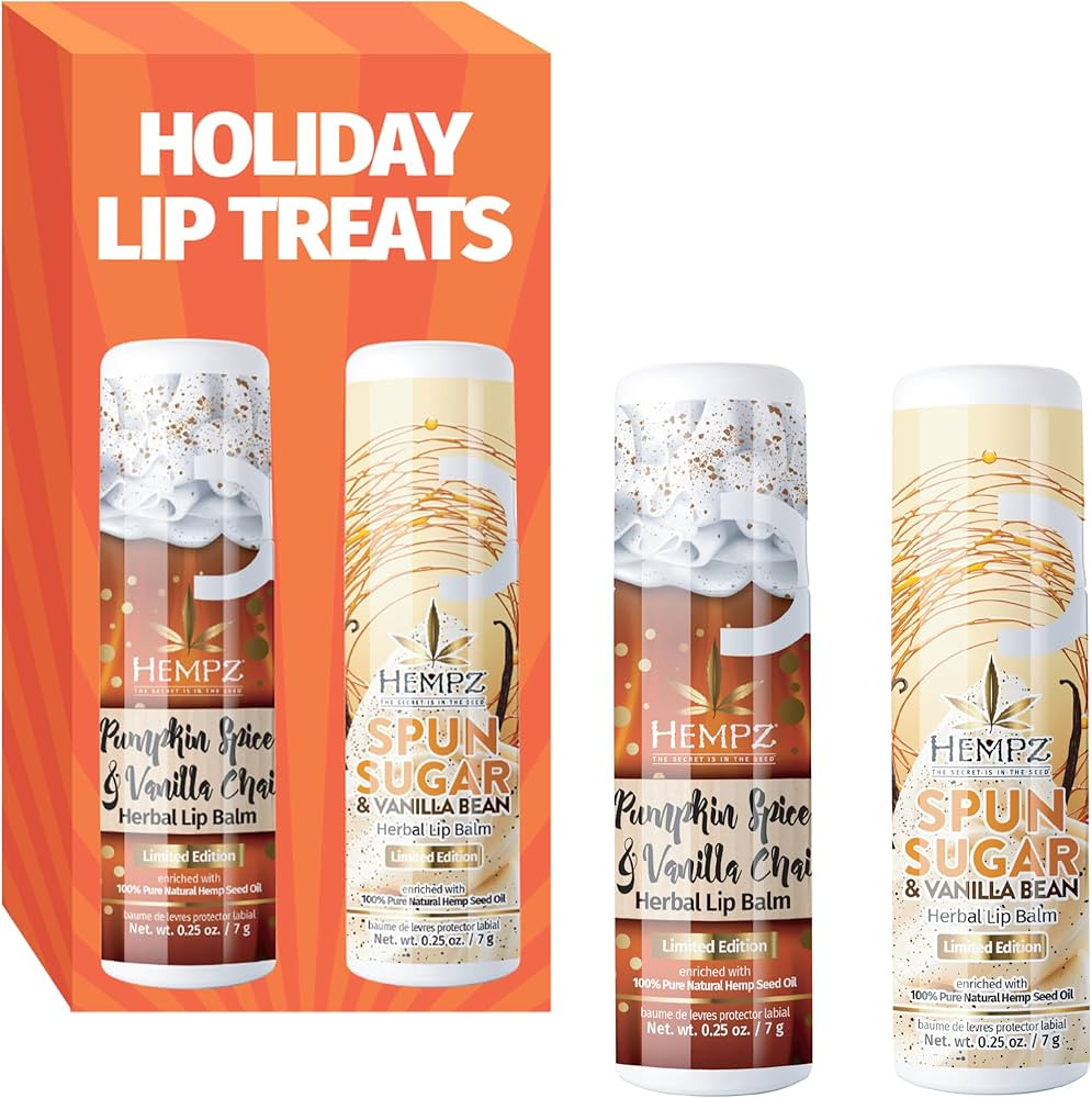 Hempz Limited Edition Fall Nourishing Lip Balm 2-Pack, Pumpkin Spice & Vanilla Chai .25 oz. and L... | Amazon (US)