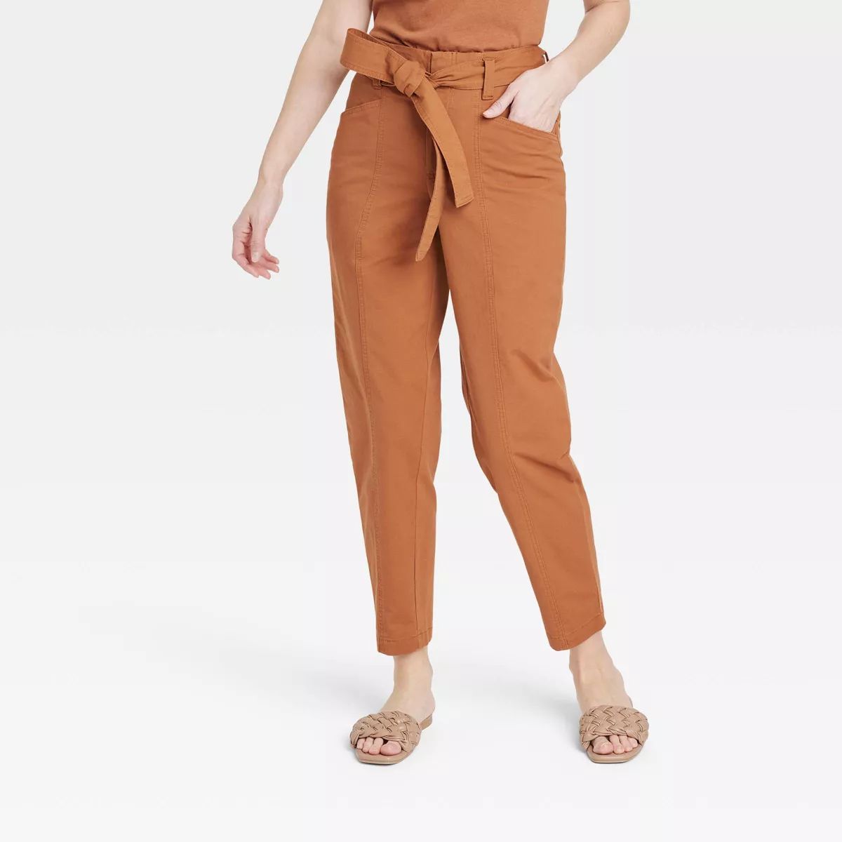 Women's High-Rise Tapered Ankle Tie Front Pants - A New Day™ | Target