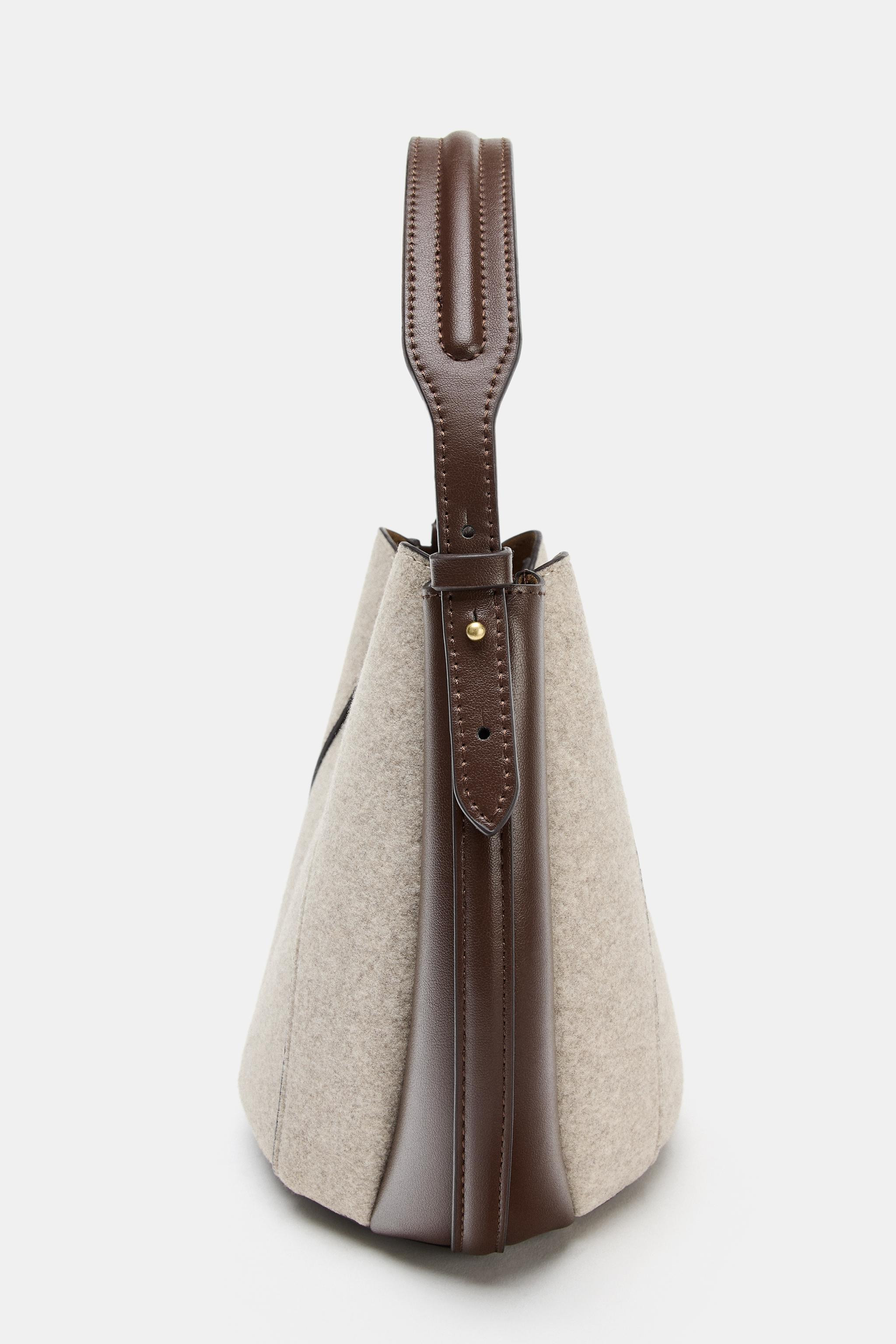 TOPSTITCHED FABRIC BUCKET BAG | Zara US
