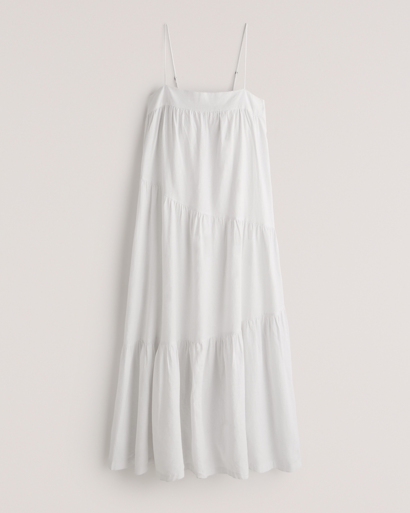 Women's Asymmetrical Tiered Maxi Dress | Women's | Abercrombie.com | Abercrombie & Fitch (US)
