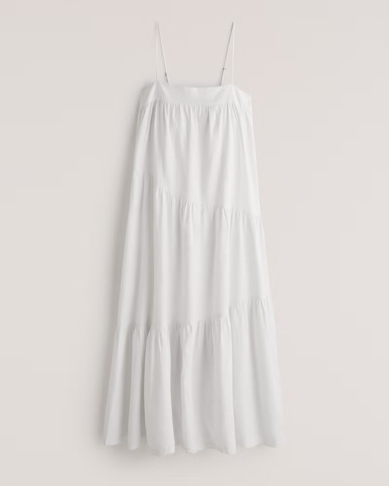 Asymmetrical Tiered Maxi Dress | Abercrombie & Fitch (US)