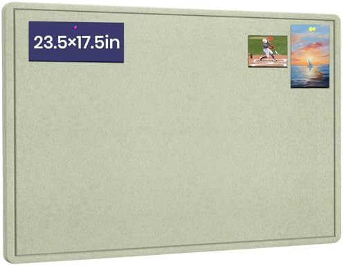 Bulletin Board, 23.5 X 17.5 inches Cork Board with 20 Pushpin, Felt Cork Board Notice Pin Board, Self-Adhesive Vision Board Mood Board Foldable Photo Board for Wall - Sage Green | Amazon (US)