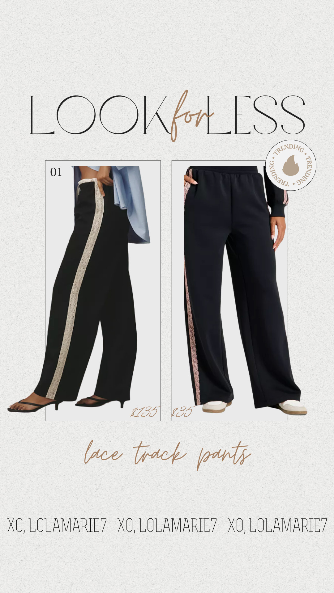 Look for Less: Lace Track Pants 

#trackpants #lace #springstyle #springtrends #lacepants 

 #LTKootd #LTKActive #LTKWorkwear