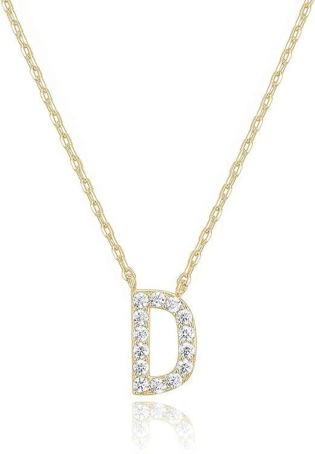 PAVOI 14K Yellow Gold Plated Cubic Zirconia Initial Necklace | Letter Necklaces for Women | D Ini... | Walmart (US)
