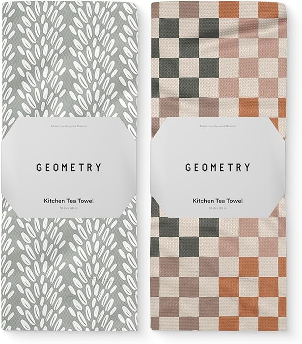 GEOMETRY Kitchen Tea Towels - Quick Dry Microfiber Dish Towels for Kitchen Checkmate CA, 18" x 30... | Amazon (US)