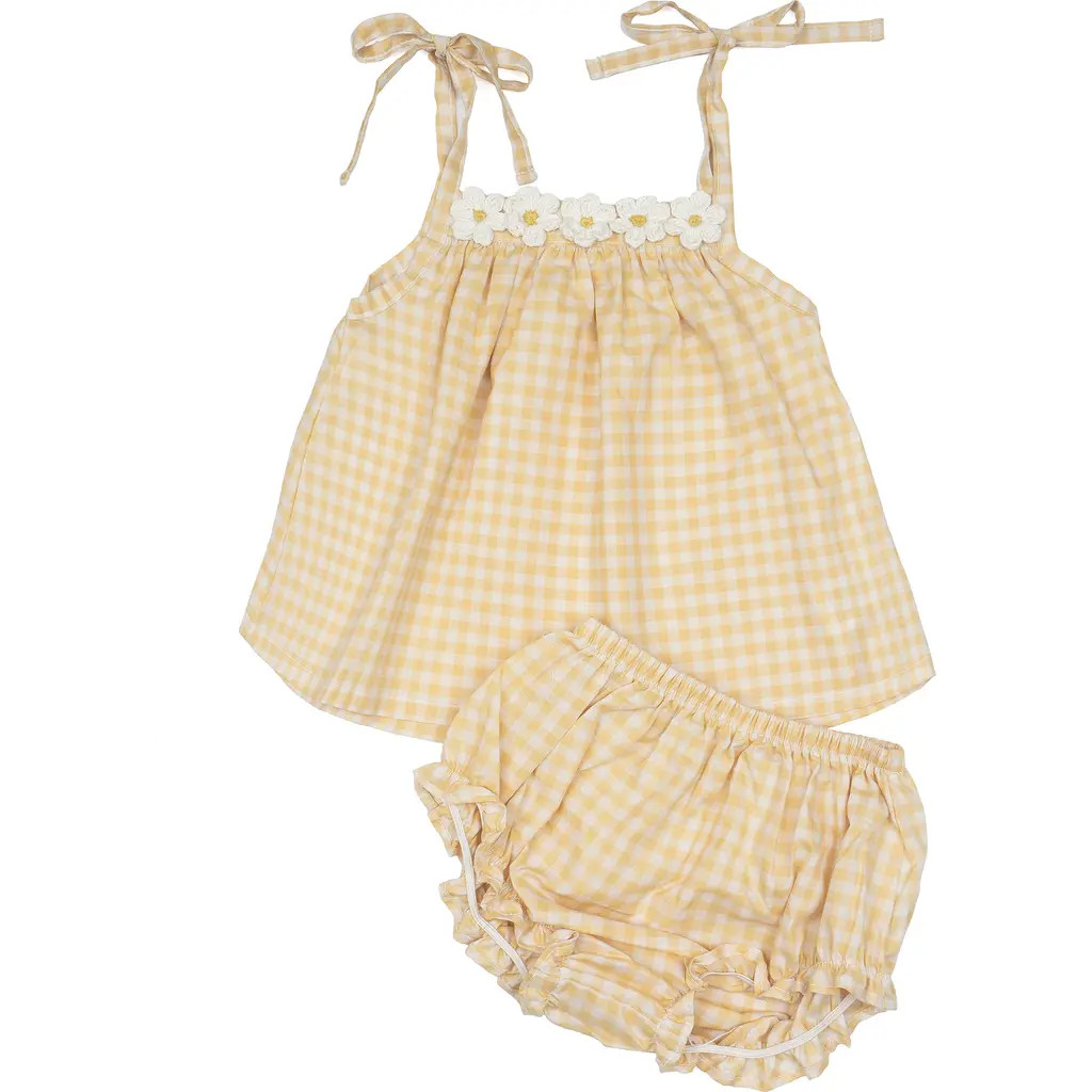 Wild Wawa Crochet Daisy Set in Yellow Gingham at Nordstrom, Size 2-3T | Nordstrom