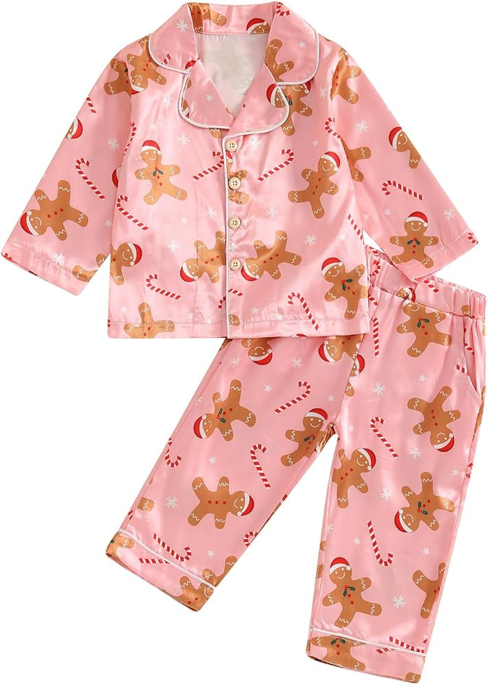 Douhoow Kids Baby Toddler Girls Satin Silk Pajamas Set Long Sleeve Button Down Shirts Tops Pants ... | Amazon (US)