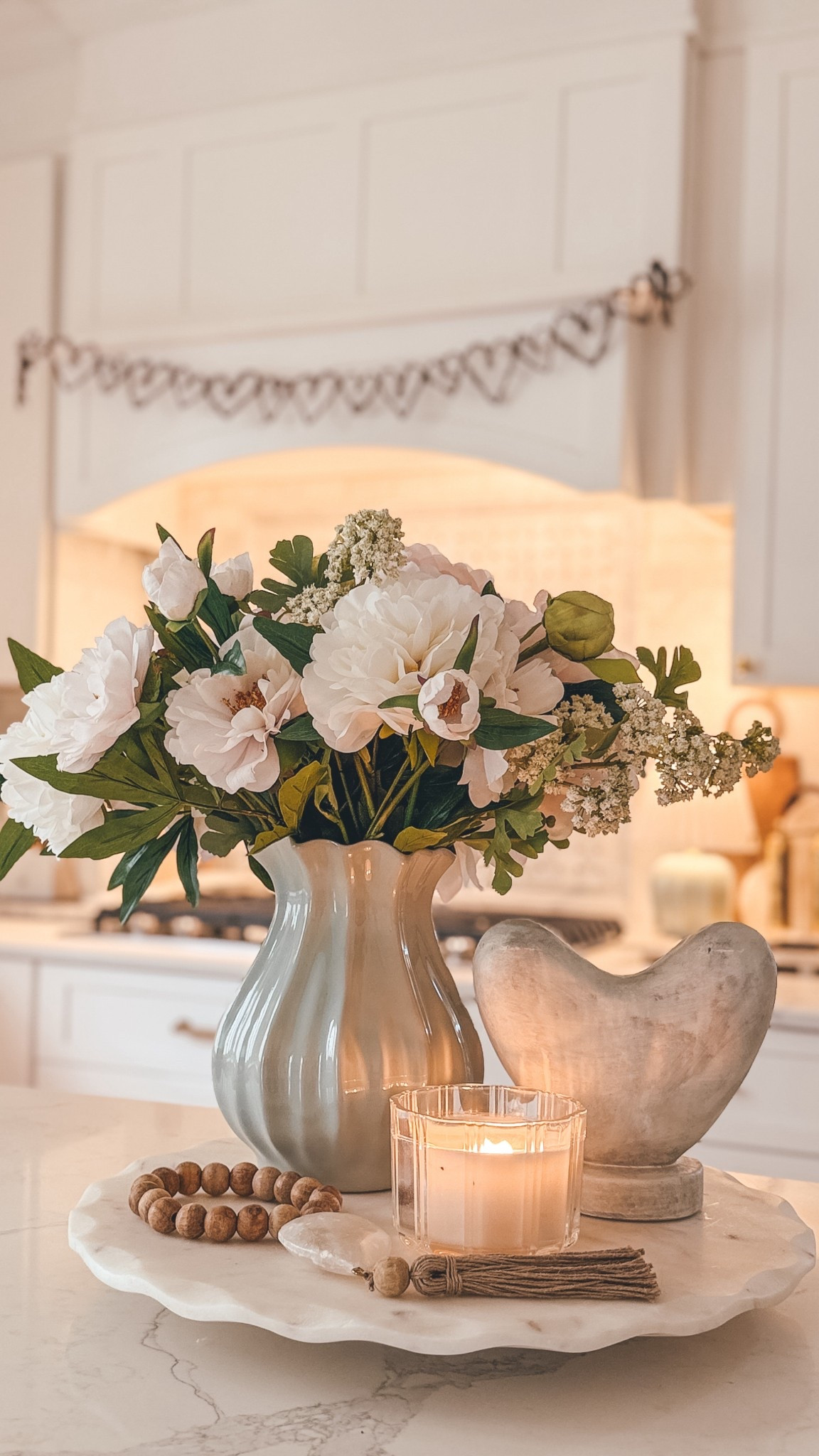 Valentine’s Day decor, Target case, faux peonies, kitchen decor, kitchen styling, Magnolia tulip vase, Target spring collection, Target spring decor, spring decor target, Target spring collection, heart and hand spring, heart and hand vase 