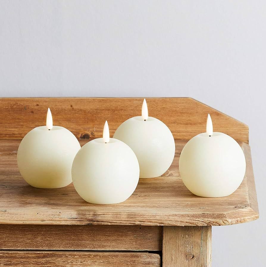Lights4fun, Inc. Set of 4 TruGlow Ivory Distressed Wax Flameless LED Battery Operated Sphere Cand... | Amazon (US)