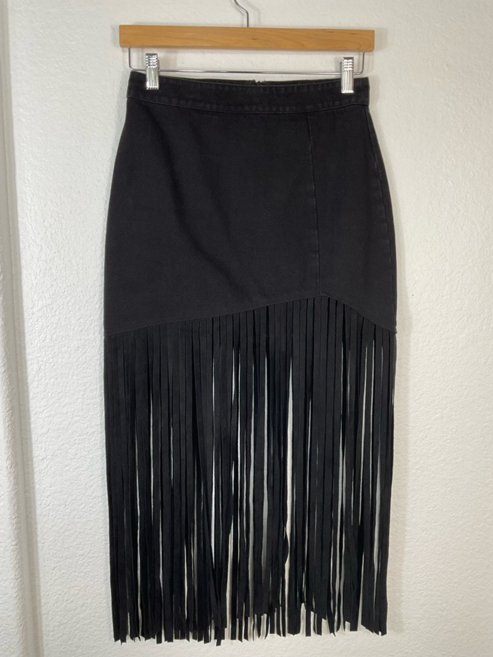 Cloud ten Black Fringe Midi Skirt | Poshmark